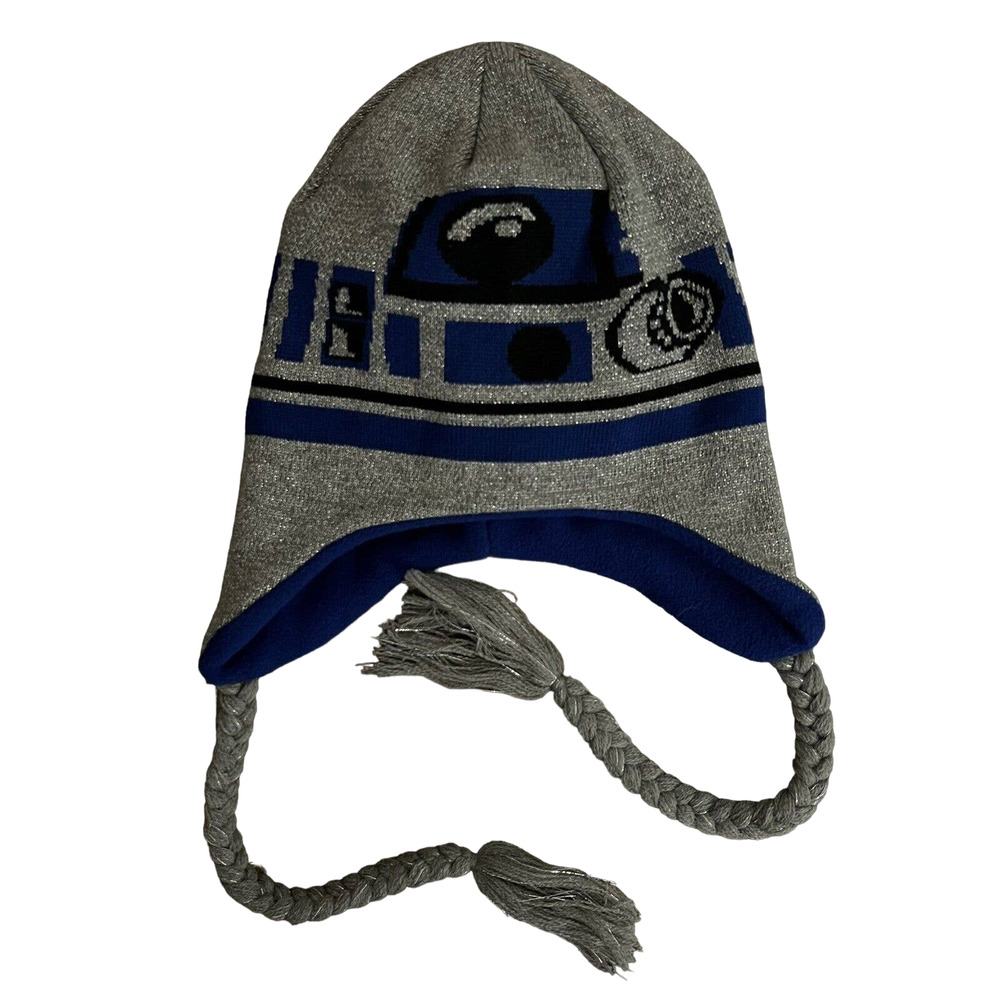 🌵 Star Wars Unisex Y2K R2D2 Blue Silver Laplander Beanie - One Size (14 and Up)